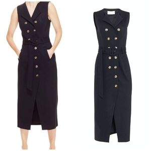 Pearl by Lela Rose Navy Ponte Double Breasted Dress